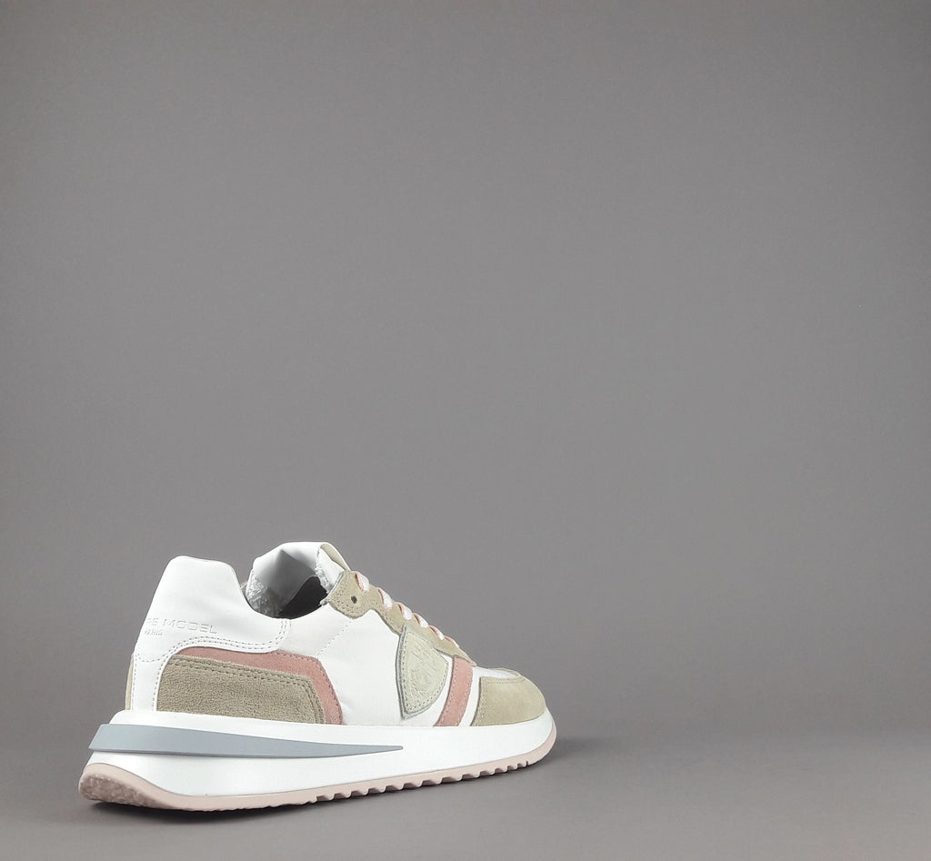 Philippe Model Sneakers Donna Mondial Camoscio Tela Beige Rosa