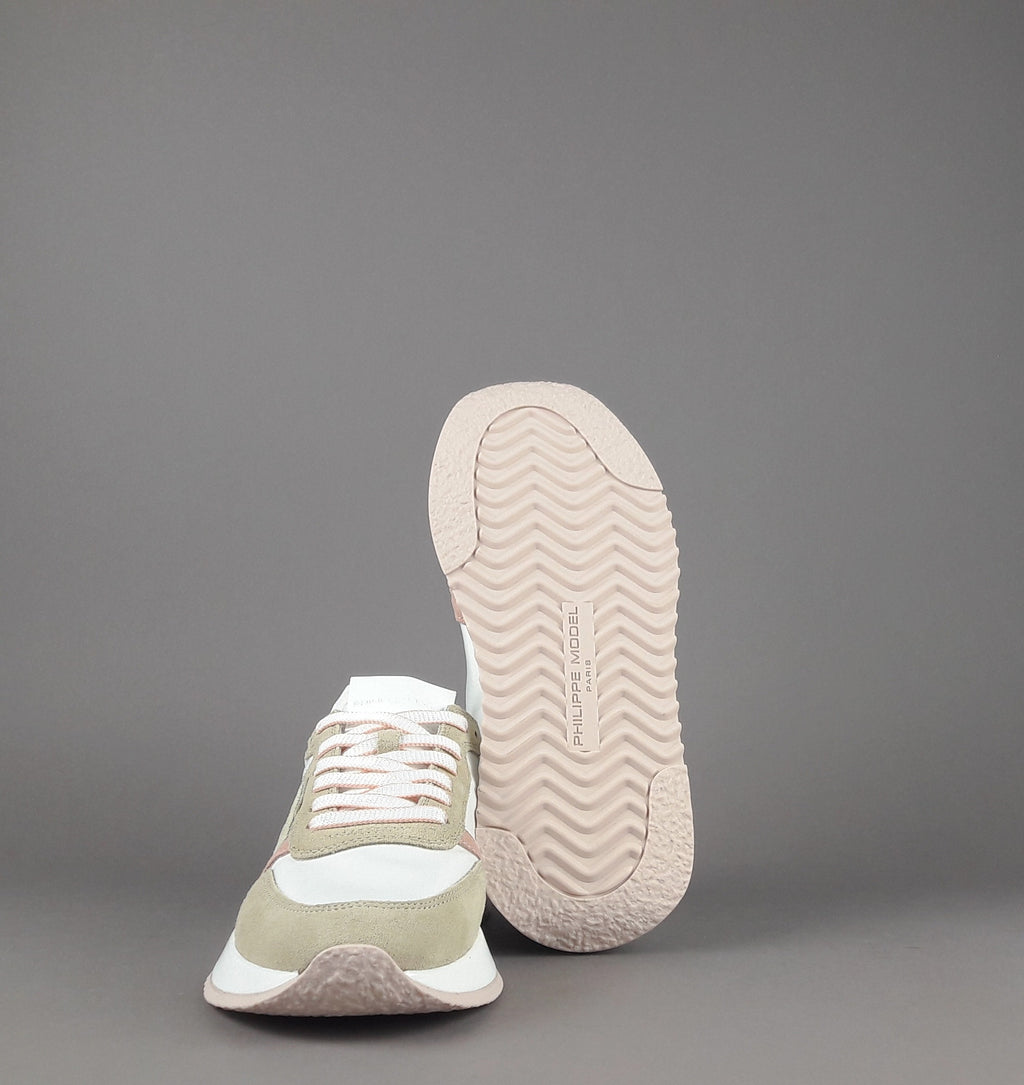Philippe Model Sneakers Donna Mondial Camoscio Tela Beige Rosa