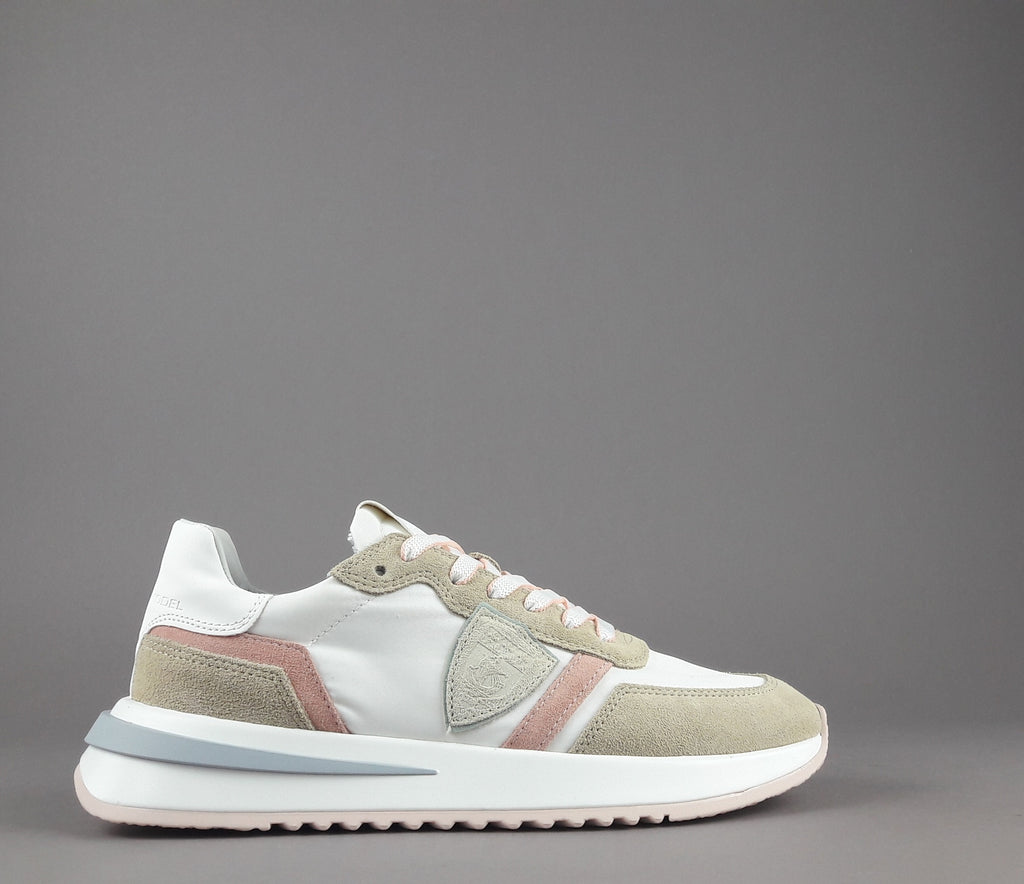 Philippe Model Sneakers Donna Mondial Camoscio Tela Beige Rosa