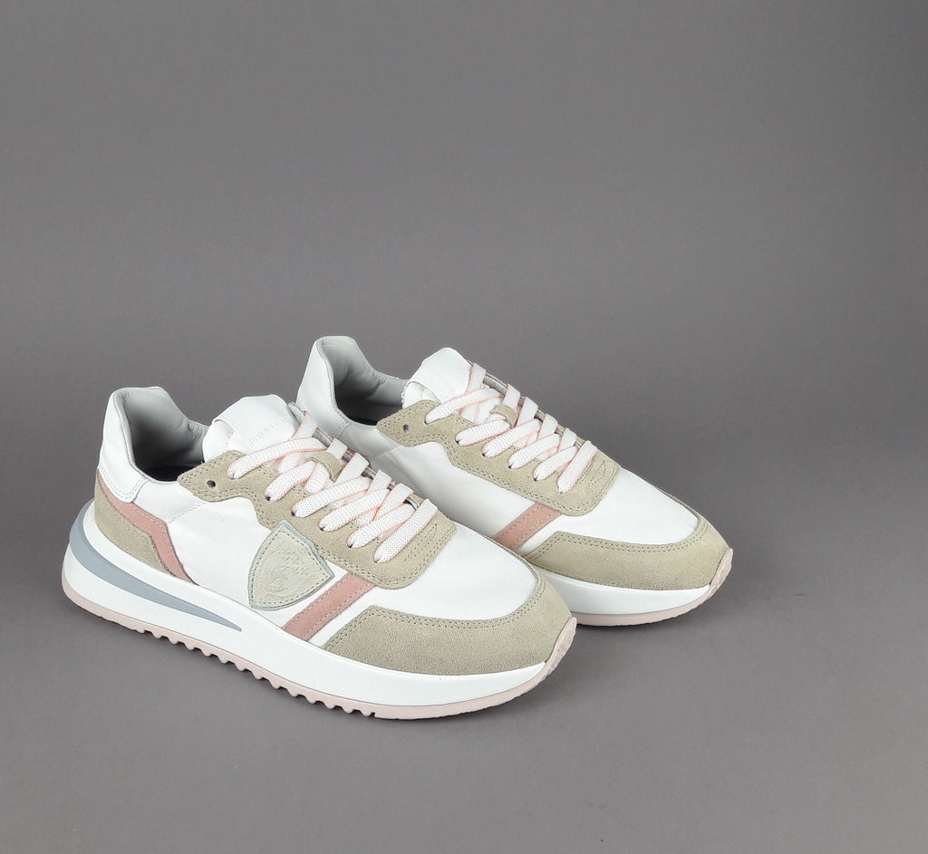 Philippe Model Sneakers Donna Mondial Camoscio Tela Beige Rosa