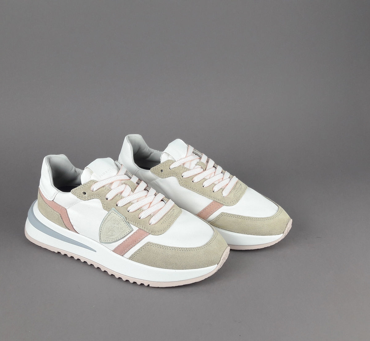 Philippe Model Sneakers Donna Mondial Camoscio Tela Beige Rosa