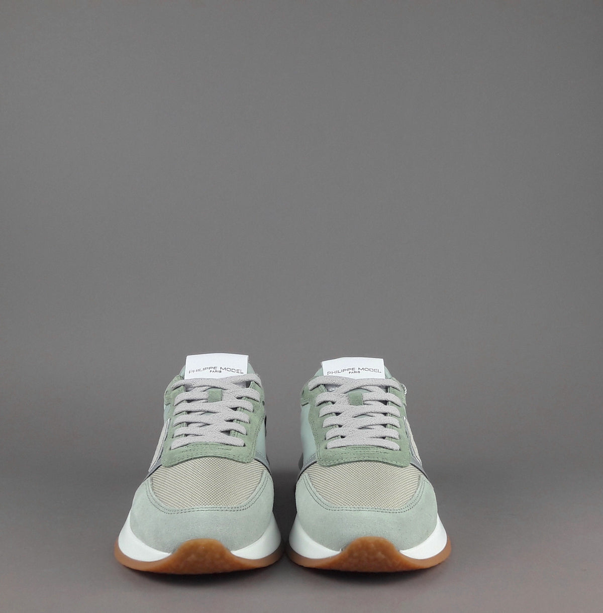 Philippe Model Sneakers Donna Mondial Camoscio Tela Verde Militare Lavato