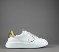 Philippe Model Sneakers Donna New Temple Pelle Bianco Spoiler Vernice Oro