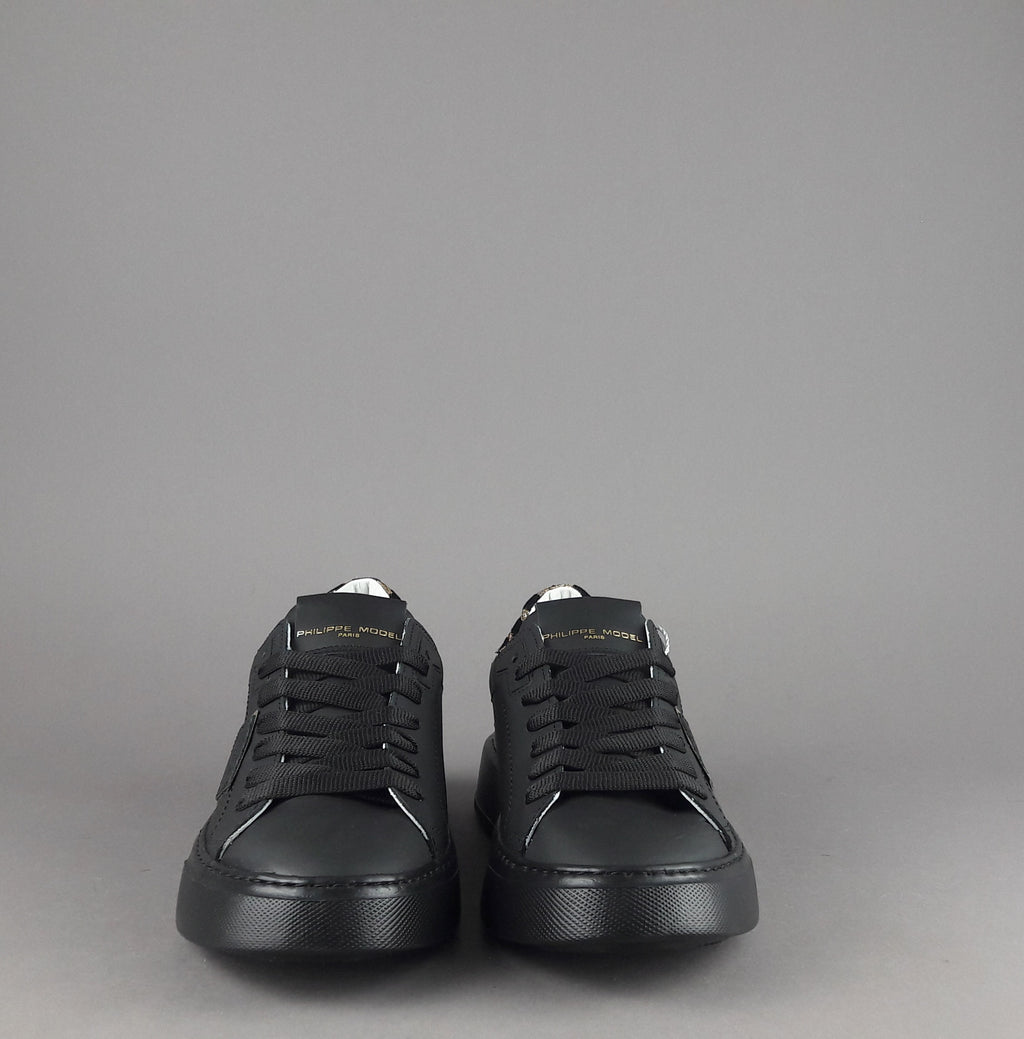 Philippe Model Sneakers Donna New Temple Pelle Nero Spoiler Tessuto Lurex Animalier Oro