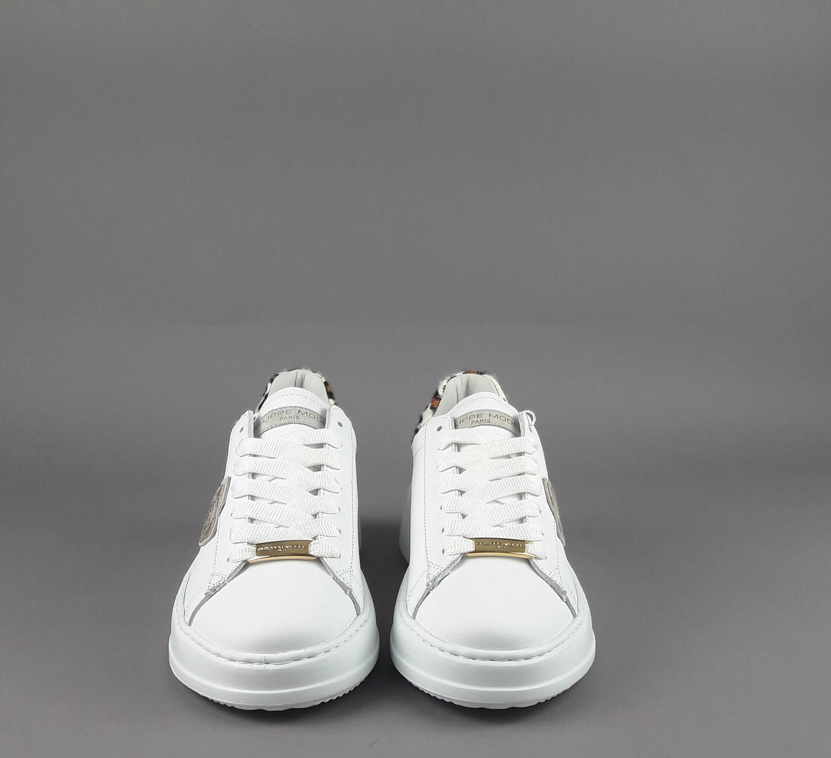 Philippe Model Sneakers Donna New Temple Tres Pelle Bianco Spoiler Animalier