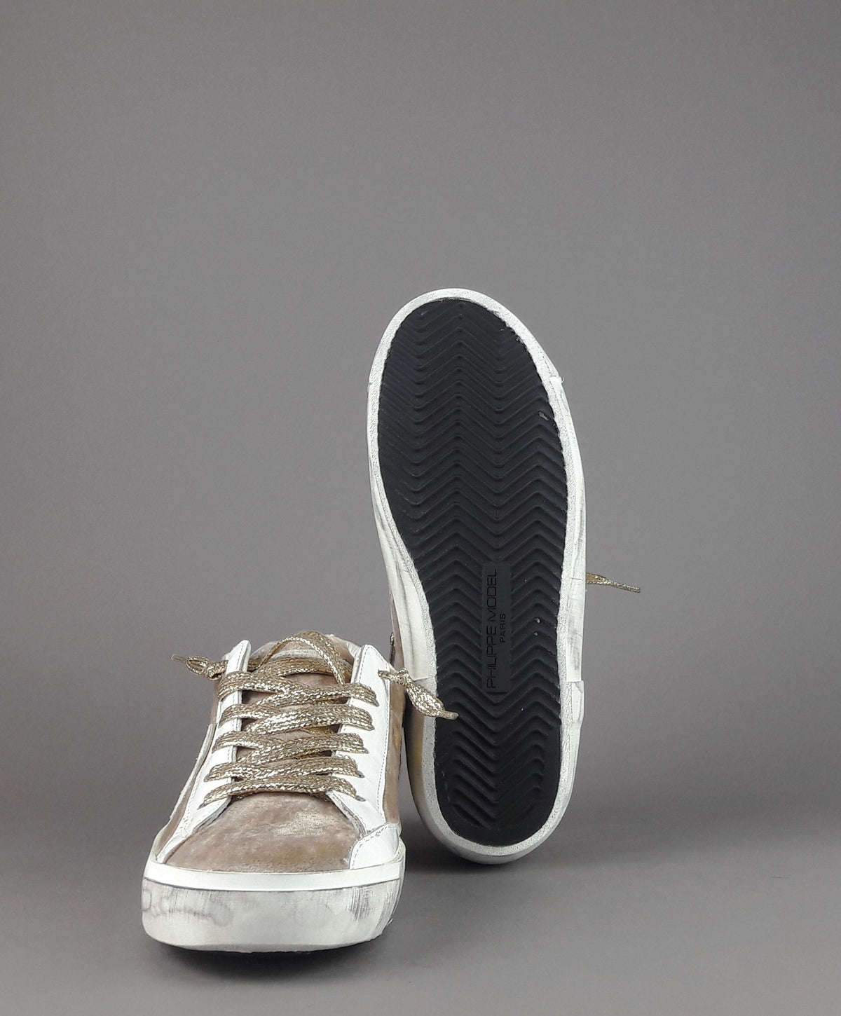 Philippe Model Sneakers Donna Paris x Velour Beige Spoiler Iridescente