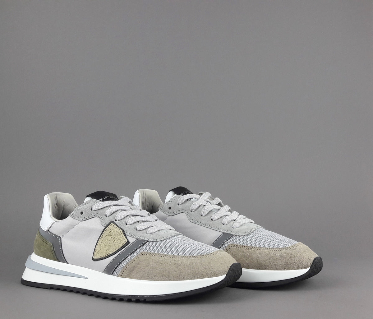 Philippe Model Sneakers Uomo Mondial Camoscio Tela Grigio Talpa