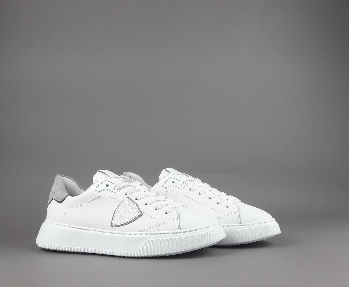 Philippe Model Sneakers Uomo New Temple Pelle Bianco Spoiler Grigio