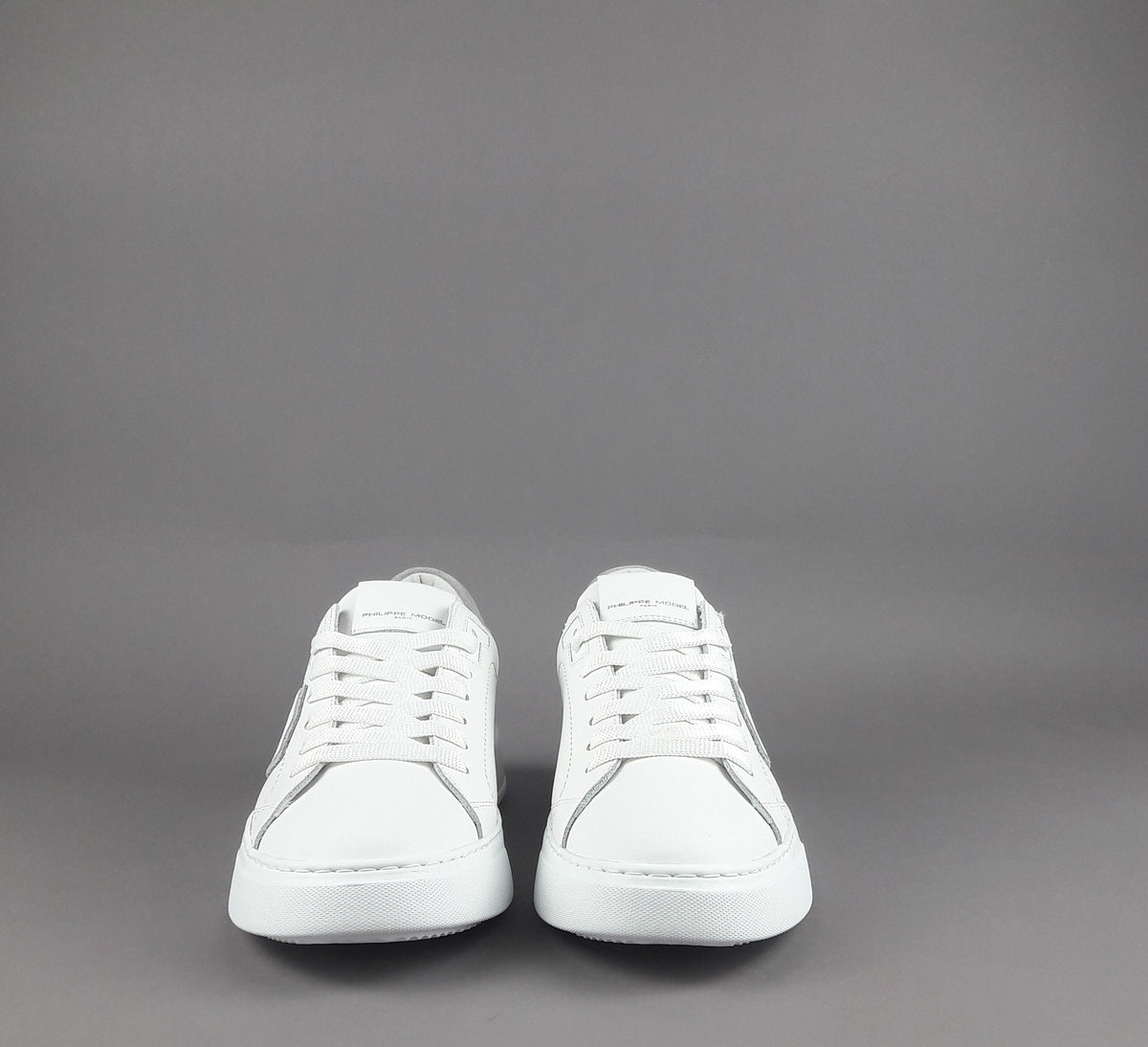 Philippe Model Sneakers Uomo New Temple Pelle Bianco Spoiler Grigio
