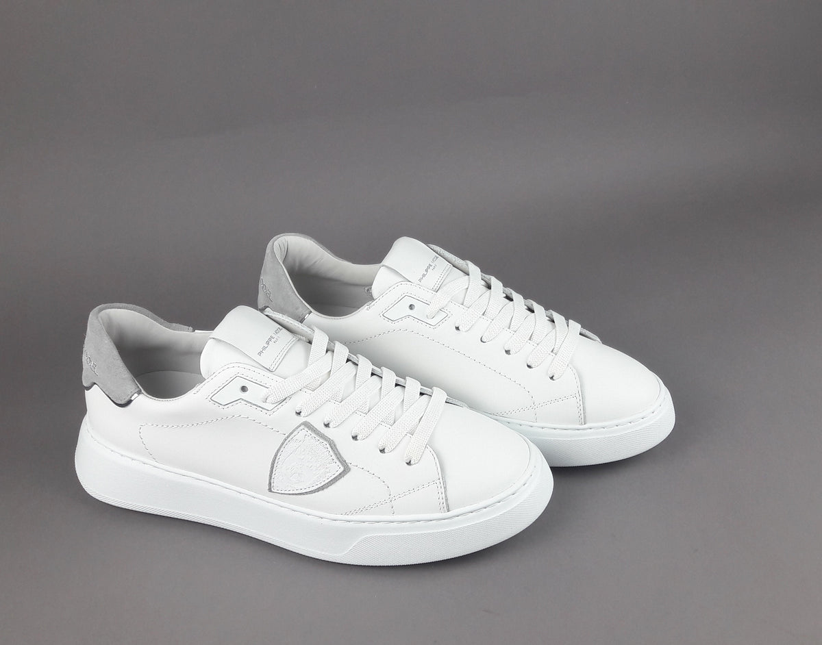 Philippe Model Sneakers Uomo New Temple Pelle Bianco Spoiler Grigio