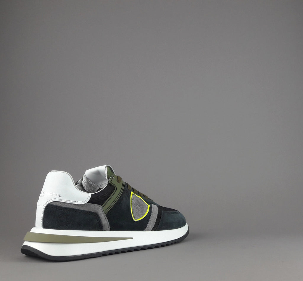 Philippe Model Sneakers Uomo New Tropez 2.1 Camoscio Tela Antracite Spoiler Bianco