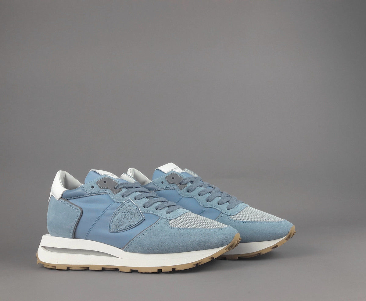 Philippe Model Sneakers Uomo New Tropez Camoscio Tela Azzurro