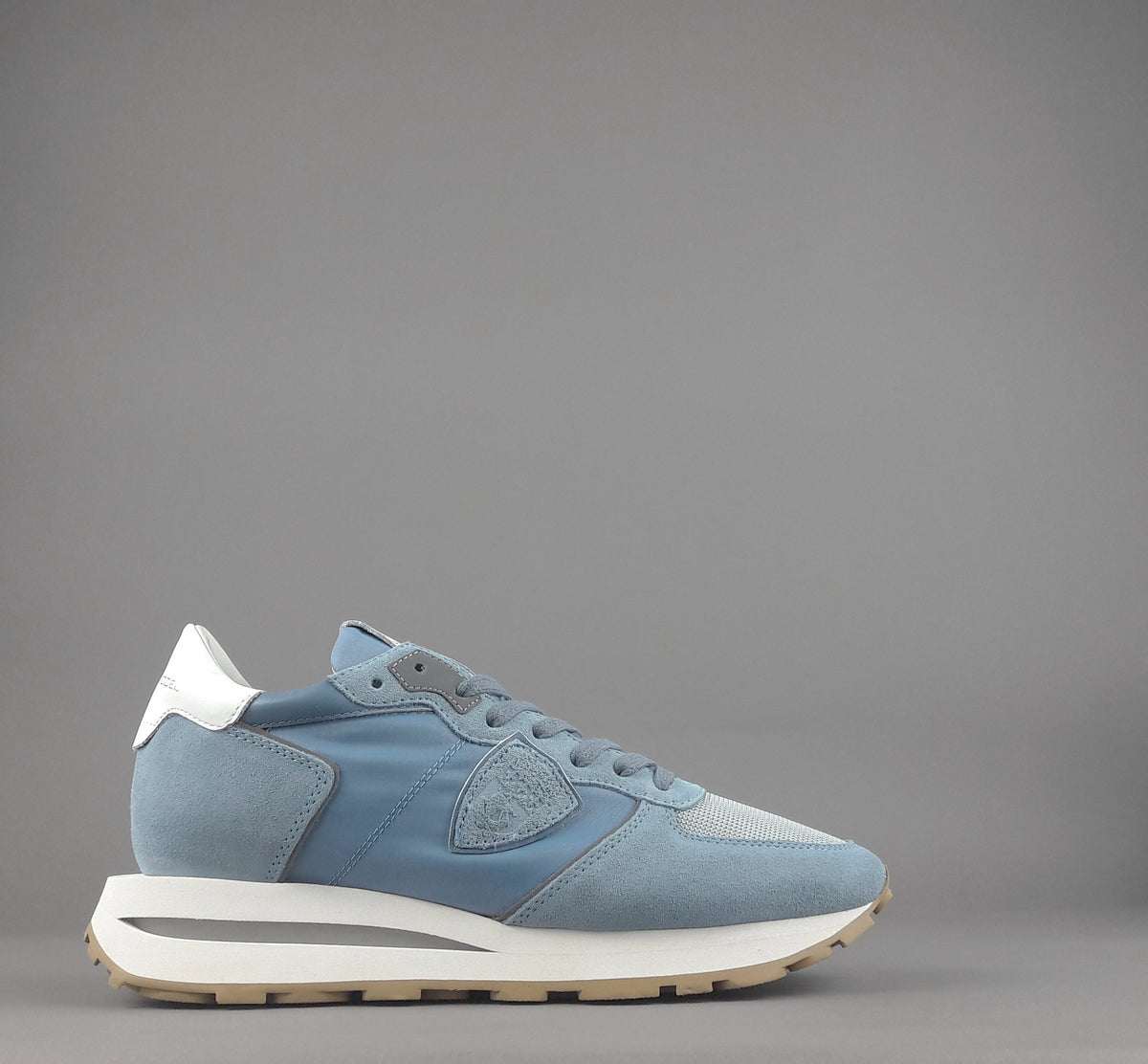 Philippe Model Sneakers Uomo New Tropez Camoscio Tela Azzurro