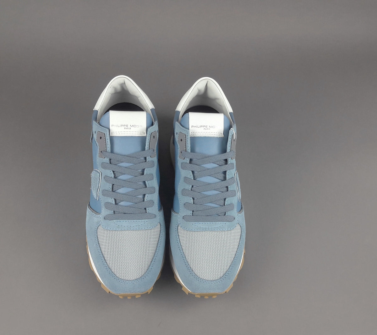 Philippe Model Sneakers Uomo New Tropez Camoscio Tela Azzurro