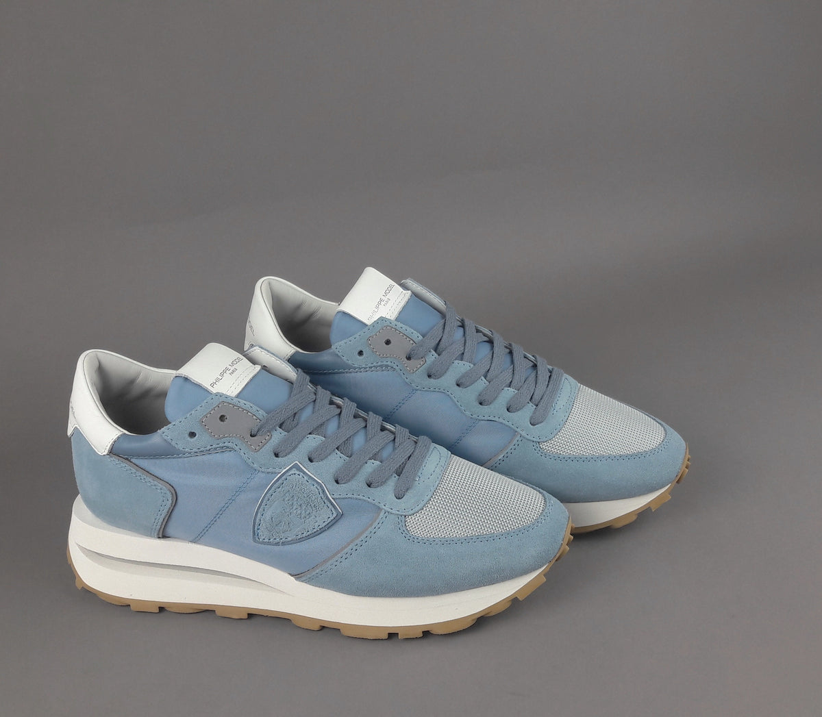 Philippe Model Sneakers Uomo New Tropez Camoscio Tela Azzurro