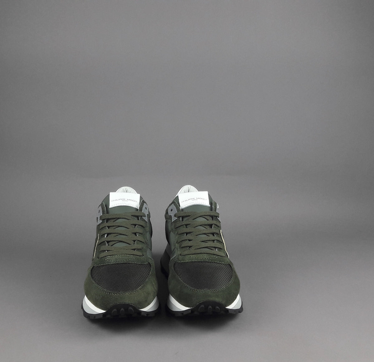 Philippe Model Sneakers Uomo New Tropez Camoscio Tela Verde Militare