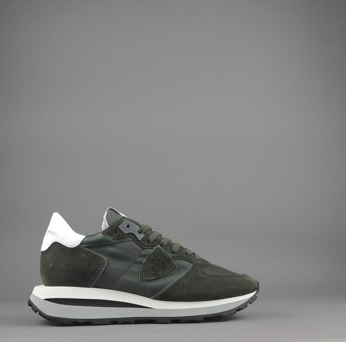 Philippe Model Sneakers Uomo New Tropez Camoscio Tela Verde Militare
