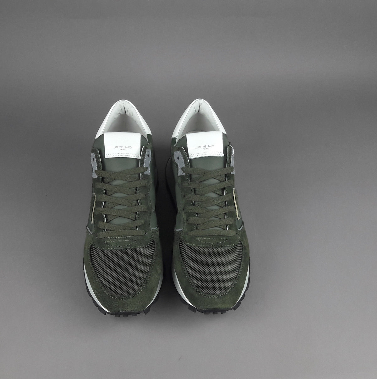 Philippe Model Sneakers Uomo New Tropez Camoscio Tela Verde Militare