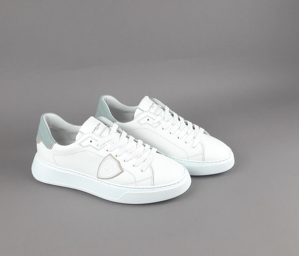 Philippe Model Temple Uomo Pelle Bianco Spoiler Azzurro