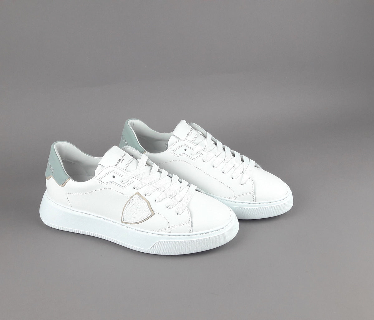 Philippe Model Temple Uomo Pelle Bianco Spoiler Azzurro