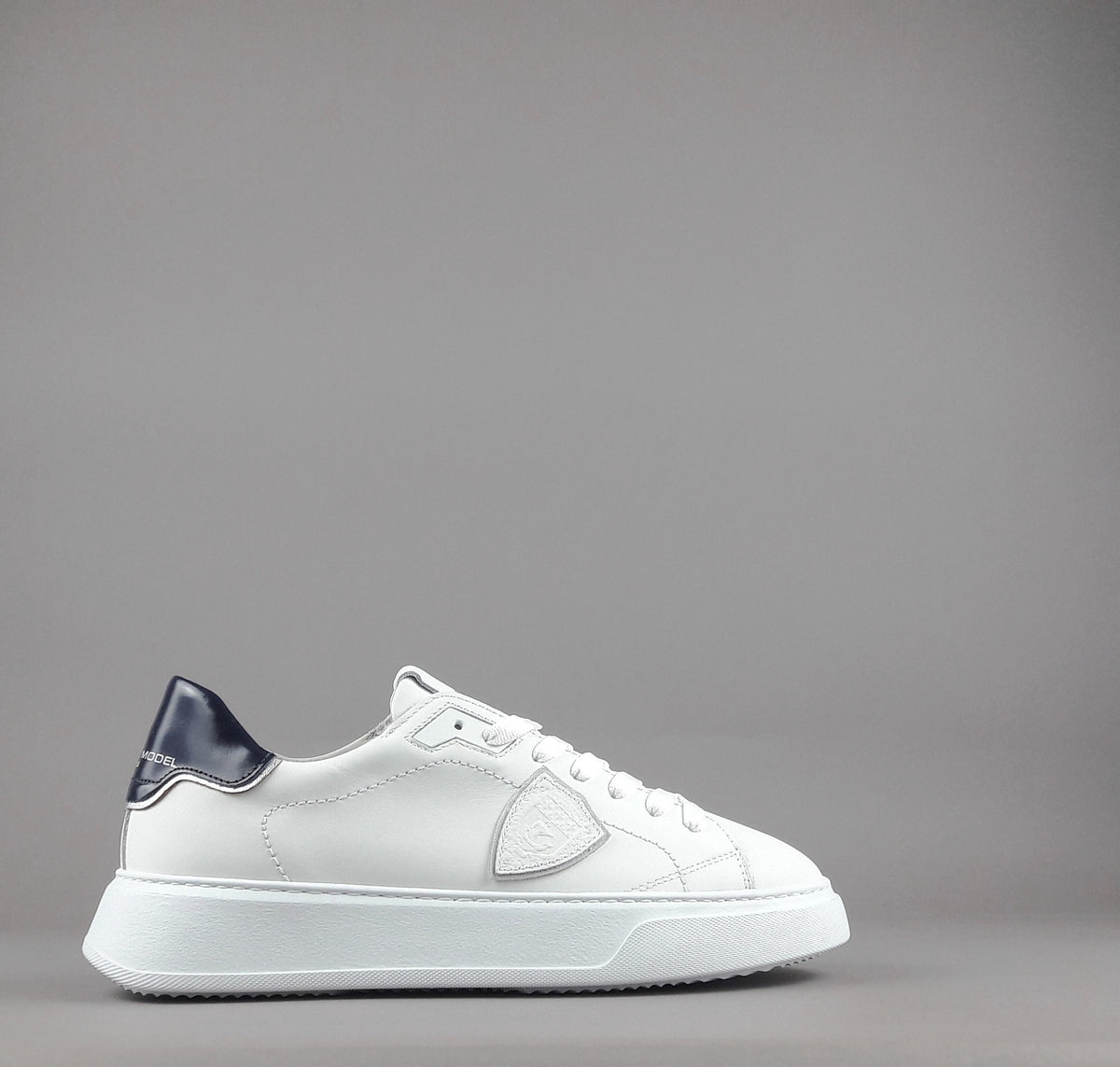 Philippe Model Temple Uomo Pelle Bianco Spoiler Blu Scuro