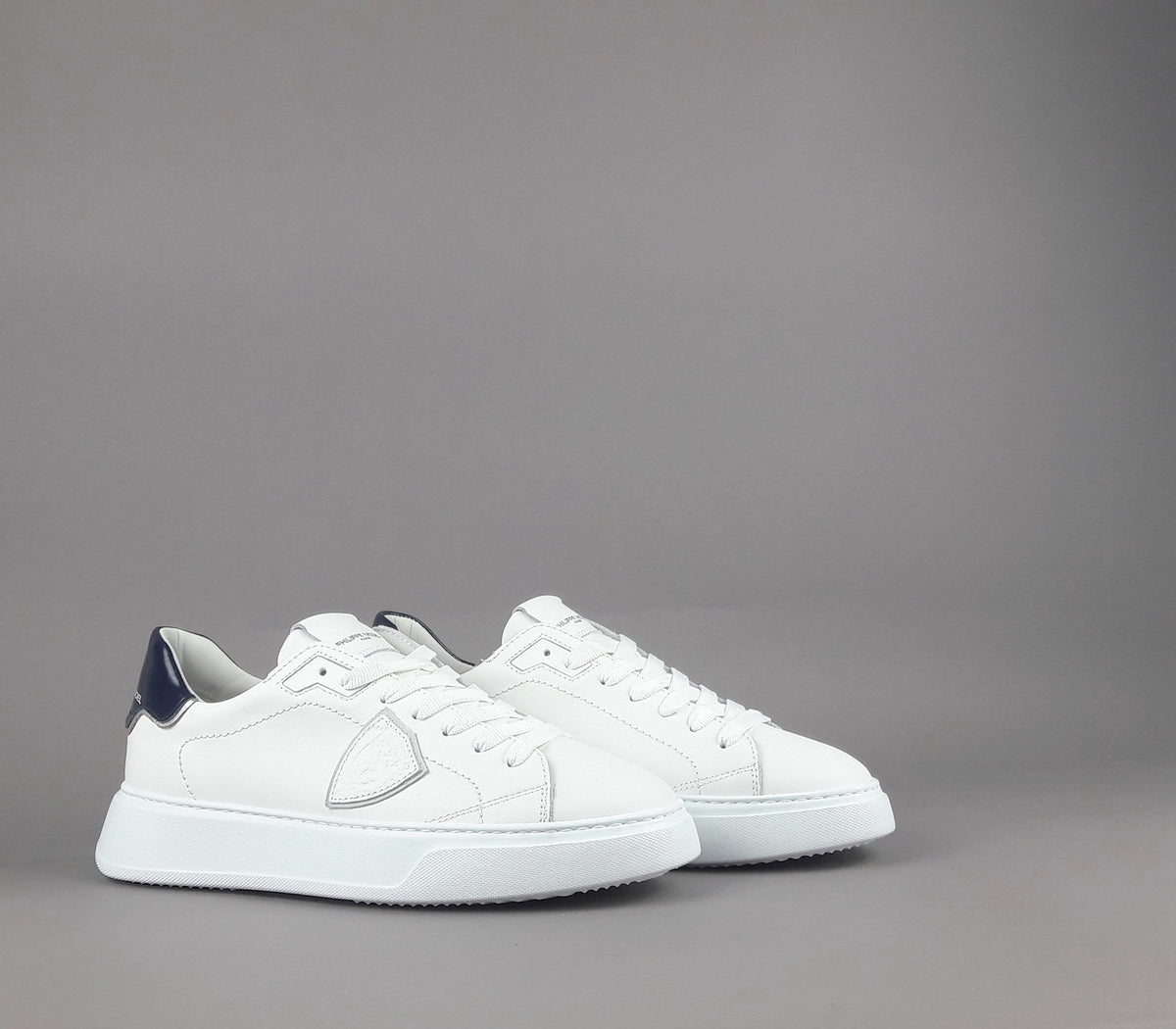 Philippe Model Temple Uomo Pelle Bianco Spoiler Blu Scuro