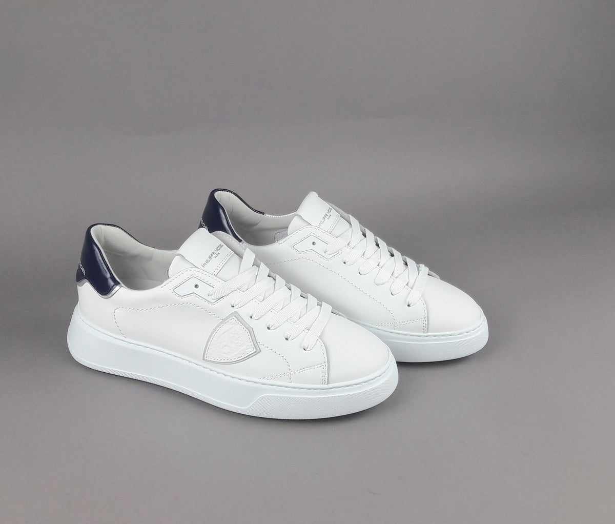 Philippe Model Temple Uomo Pelle Bianco Spoiler Blu Scuro