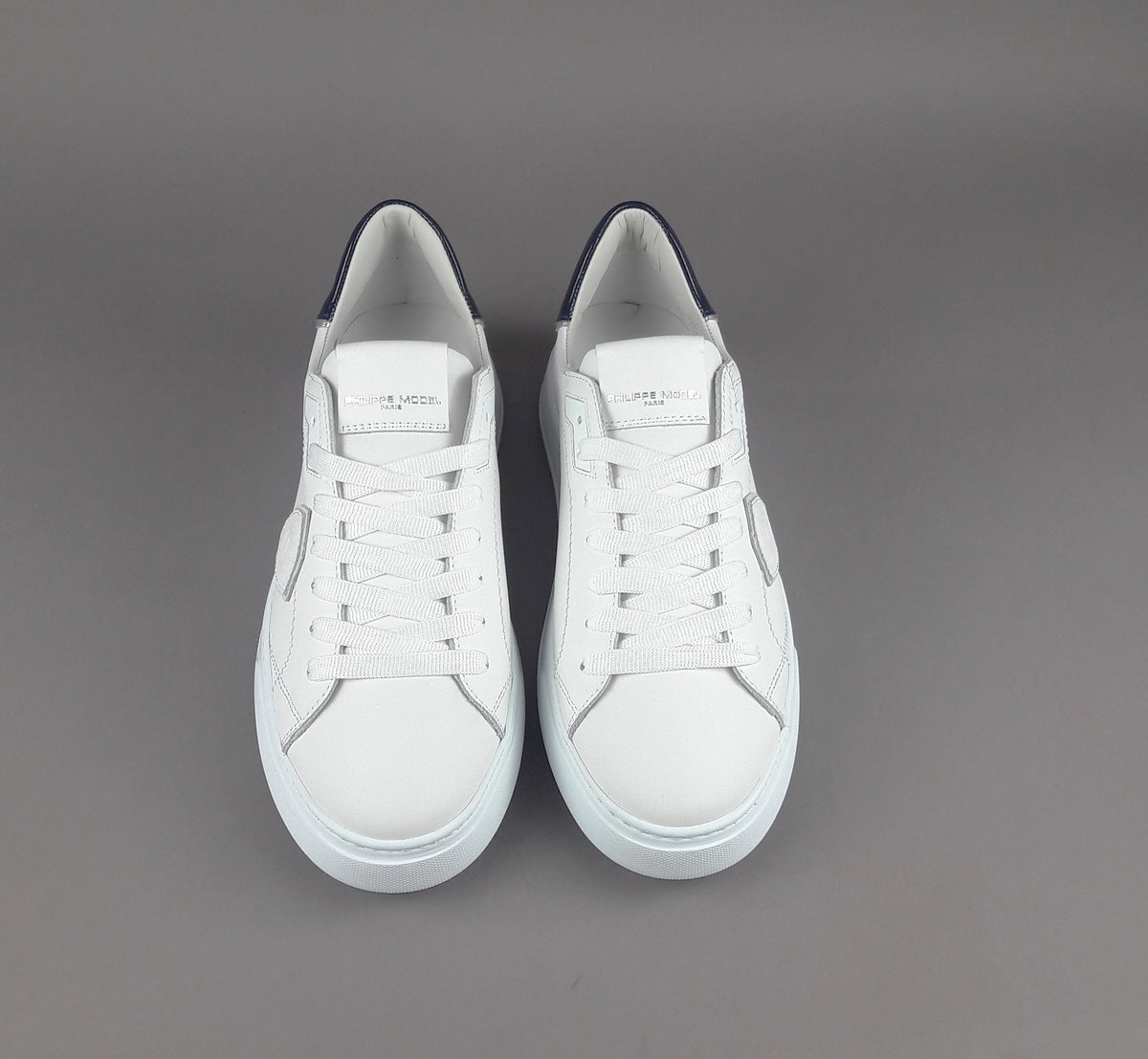 Philippe Model Temple Uomo Pelle Bianco Spoiler Blu Scuro