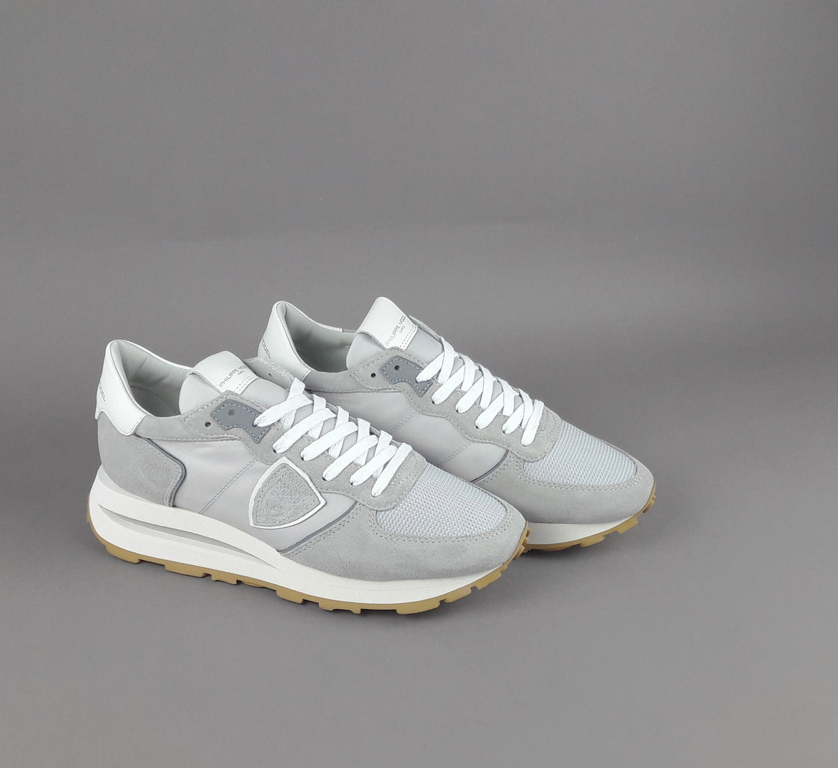Philippe Model Tropez Uomo Camoscio Tela Grigio Chiaro