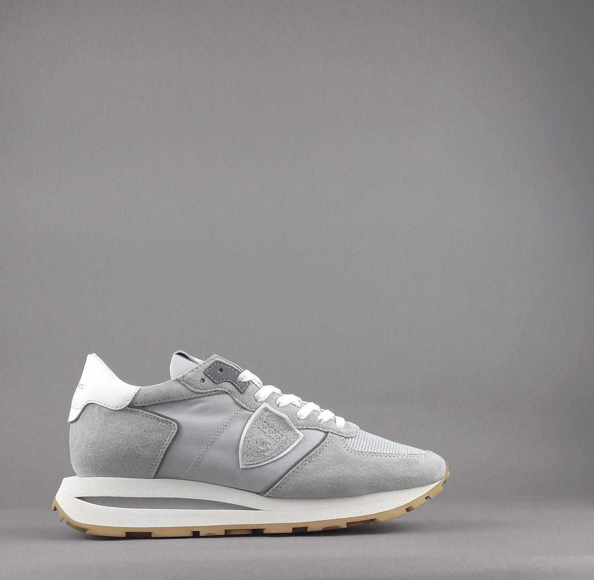 Philippe Model Tropez Uomo Camoscio Tela Grigio Chiaro