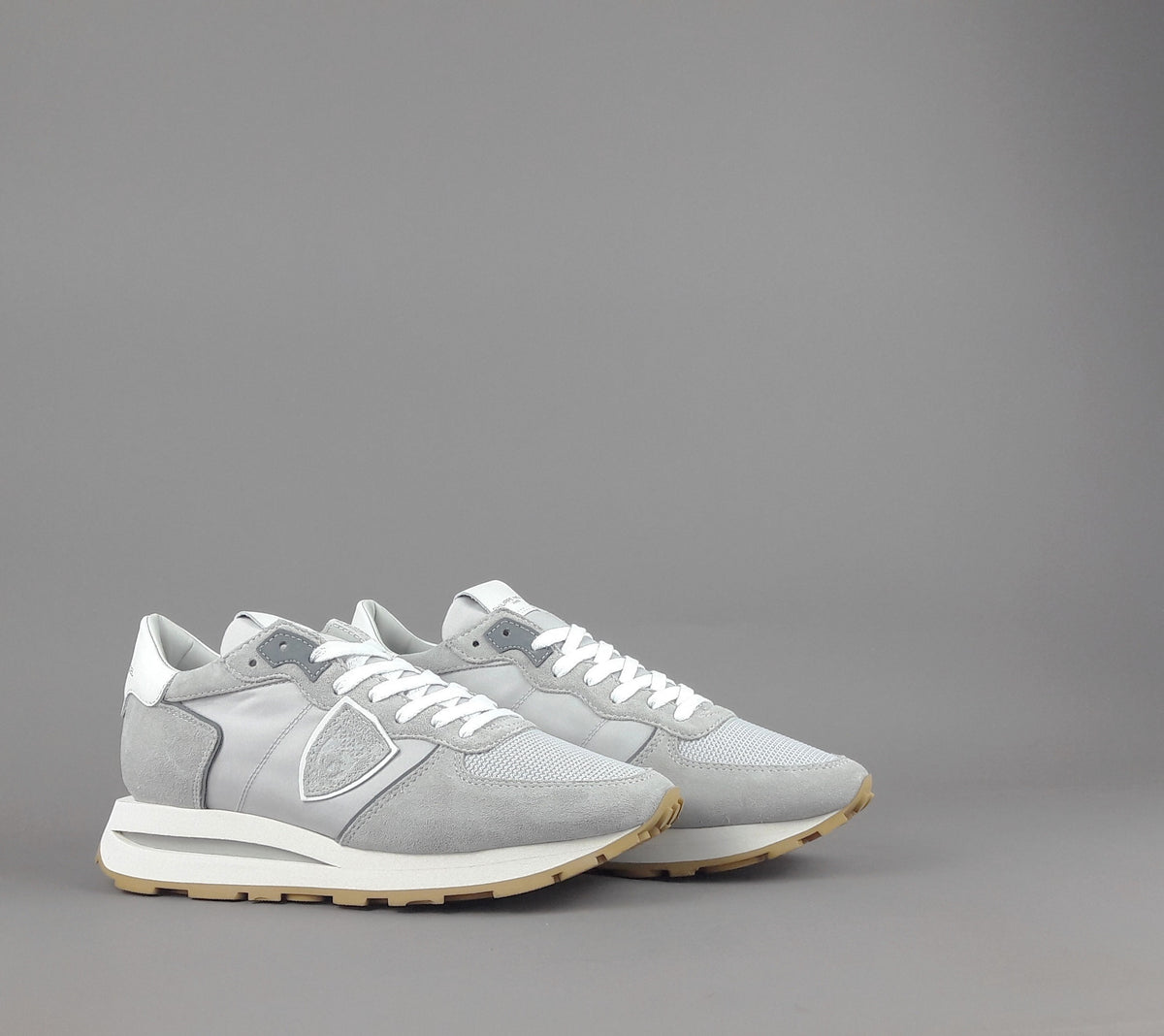 Philippe Model Tropez Uomo Camoscio Tela Grigio Chiaro