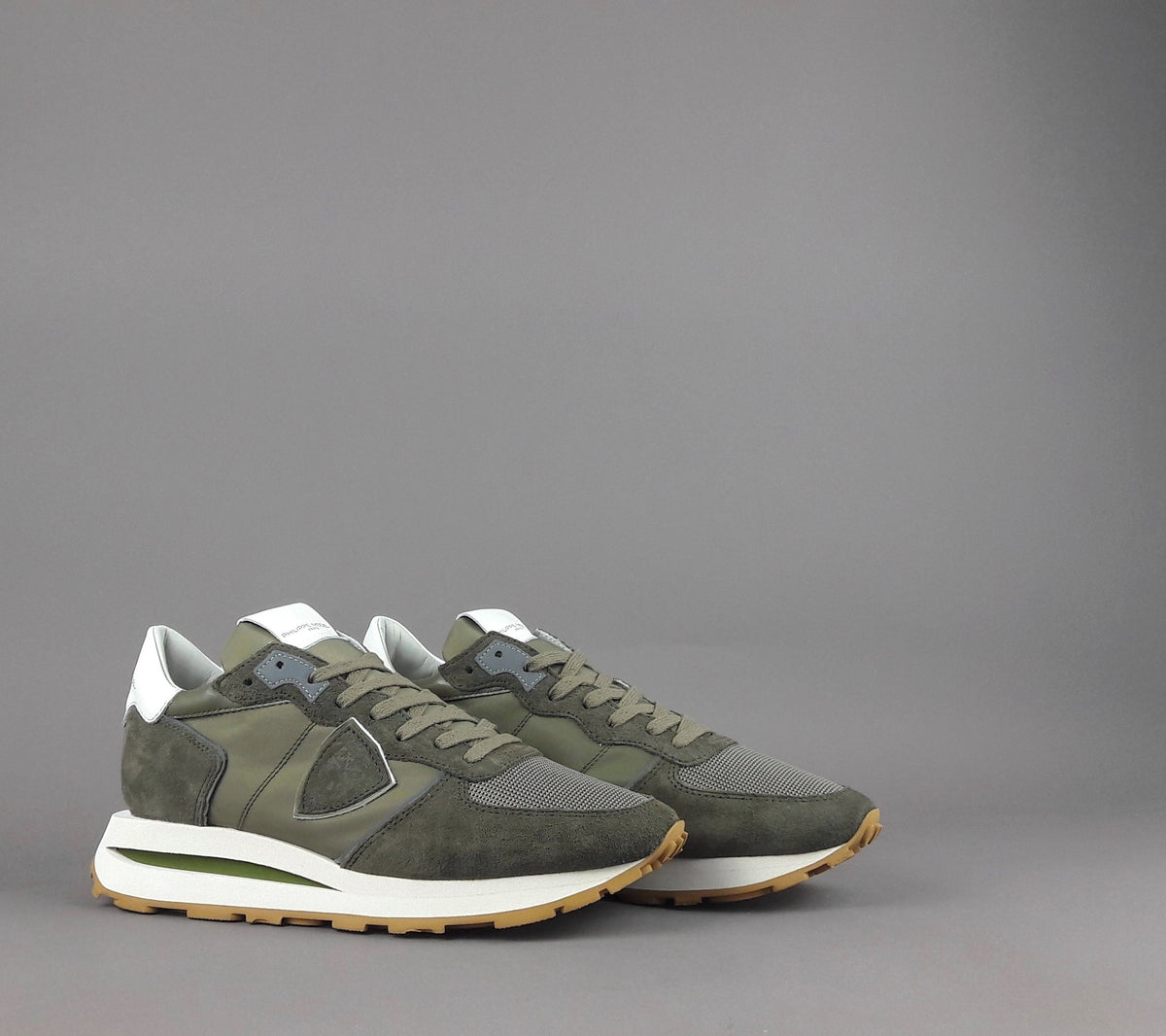 Philippe Model Tropez Uomo Camoscio Tela Verde Militare