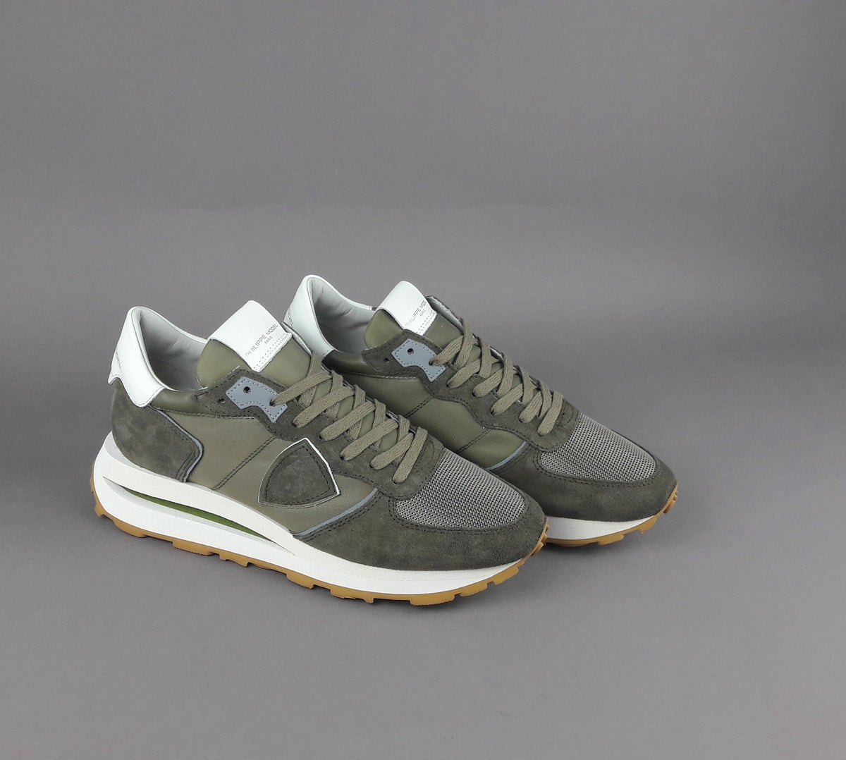 Philippe Model Tropez Uomo Camoscio Tela Verde Militare