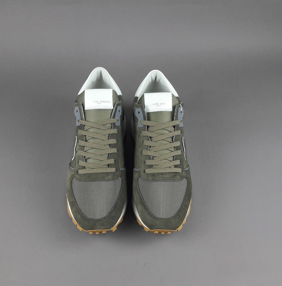 Philippe Model Tropez Uomo Camoscio Tela Verde Militare
