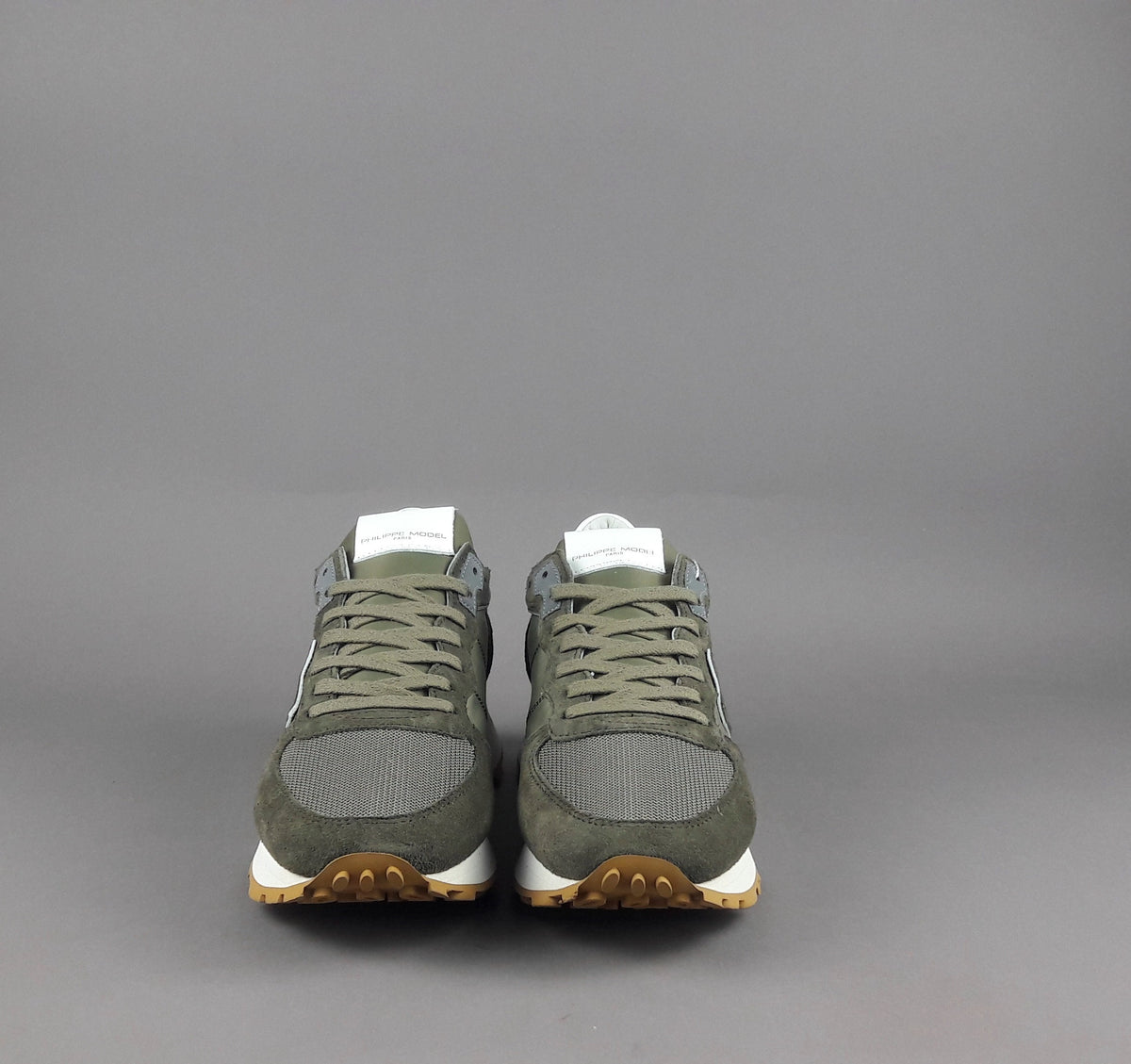Philippe Model Tropez Uomo Camoscio Tela Verde Militare