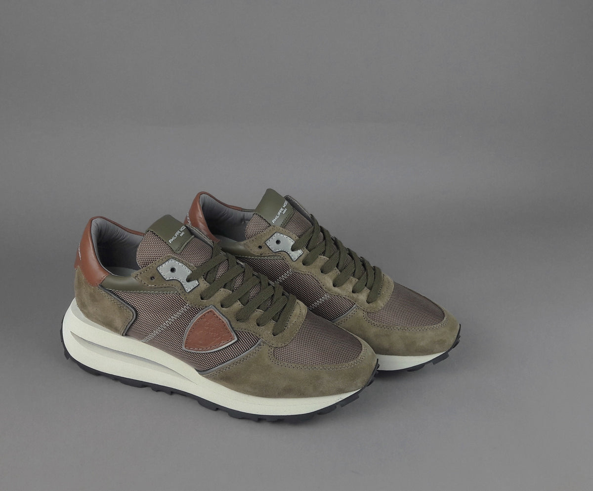 Philippe Model Tropez Uomo Camoscio Tela Verde Militare