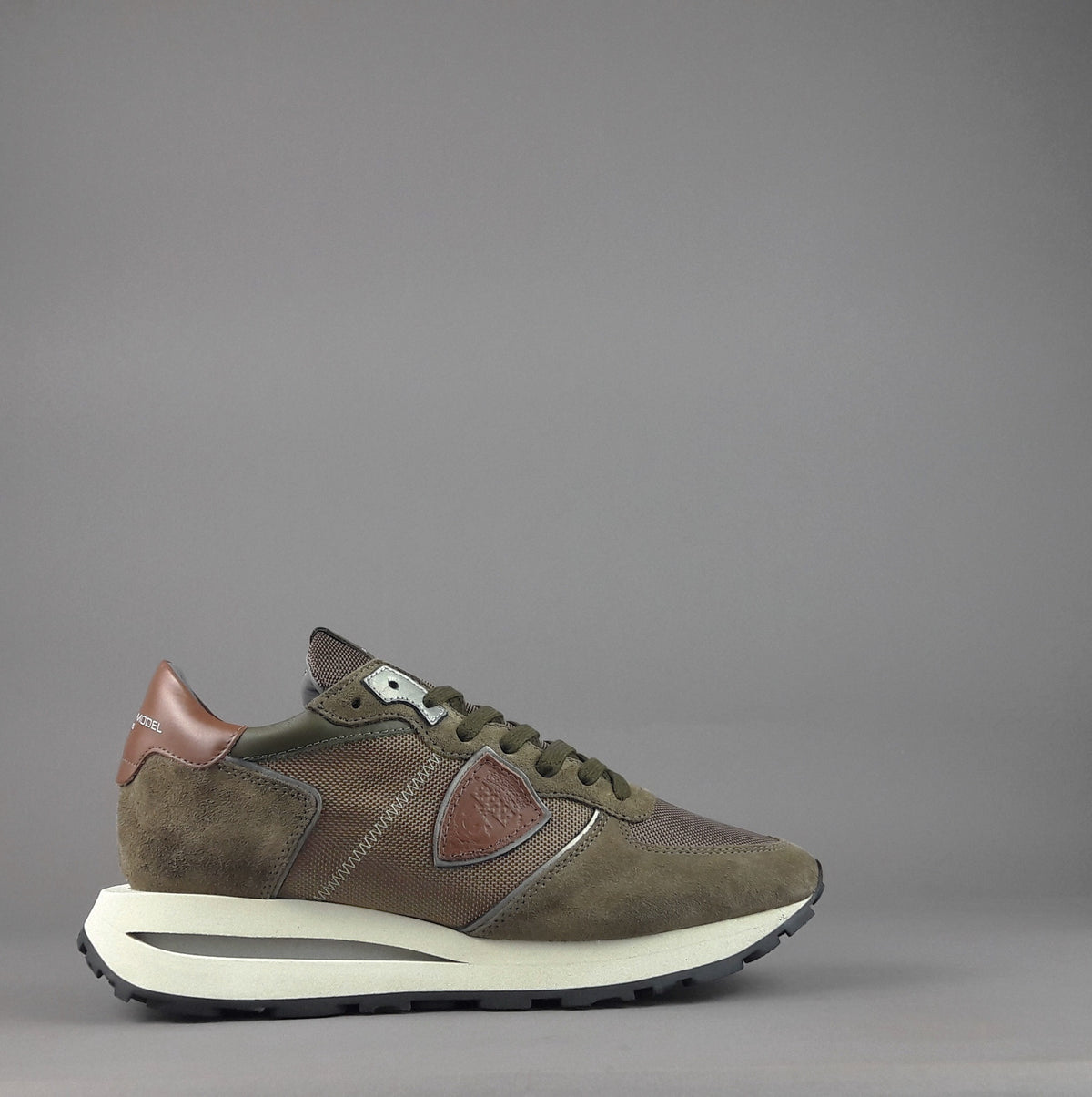 Philippe Model Tropez Uomo Camoscio Tela Verde Militare