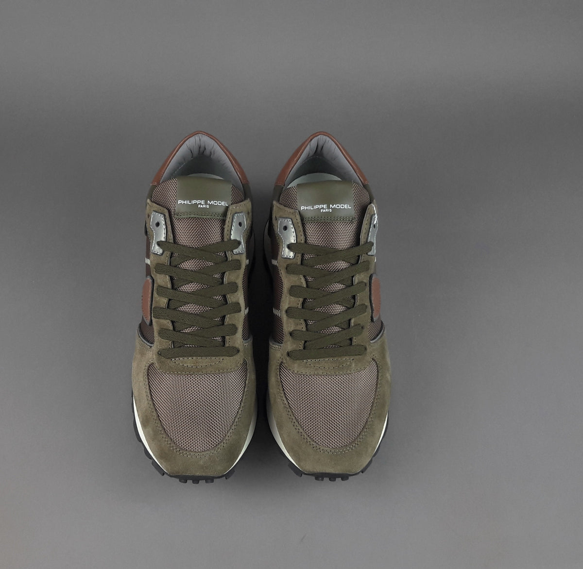 Philippe Model Tropez Uomo Camoscio Tela Verde Militare
