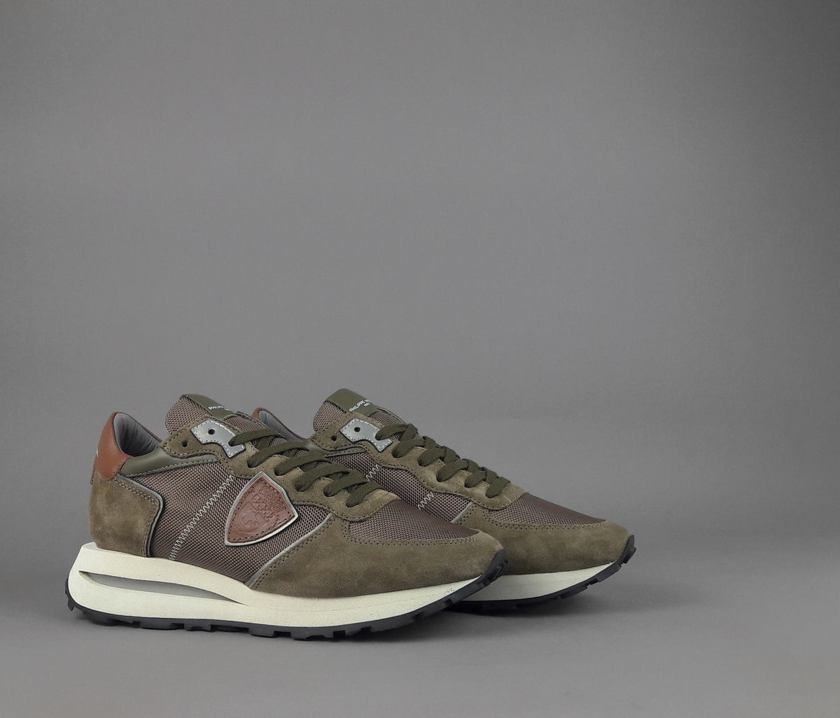 Philippe Model Tropez Uomo Camoscio Tela Verde Militare