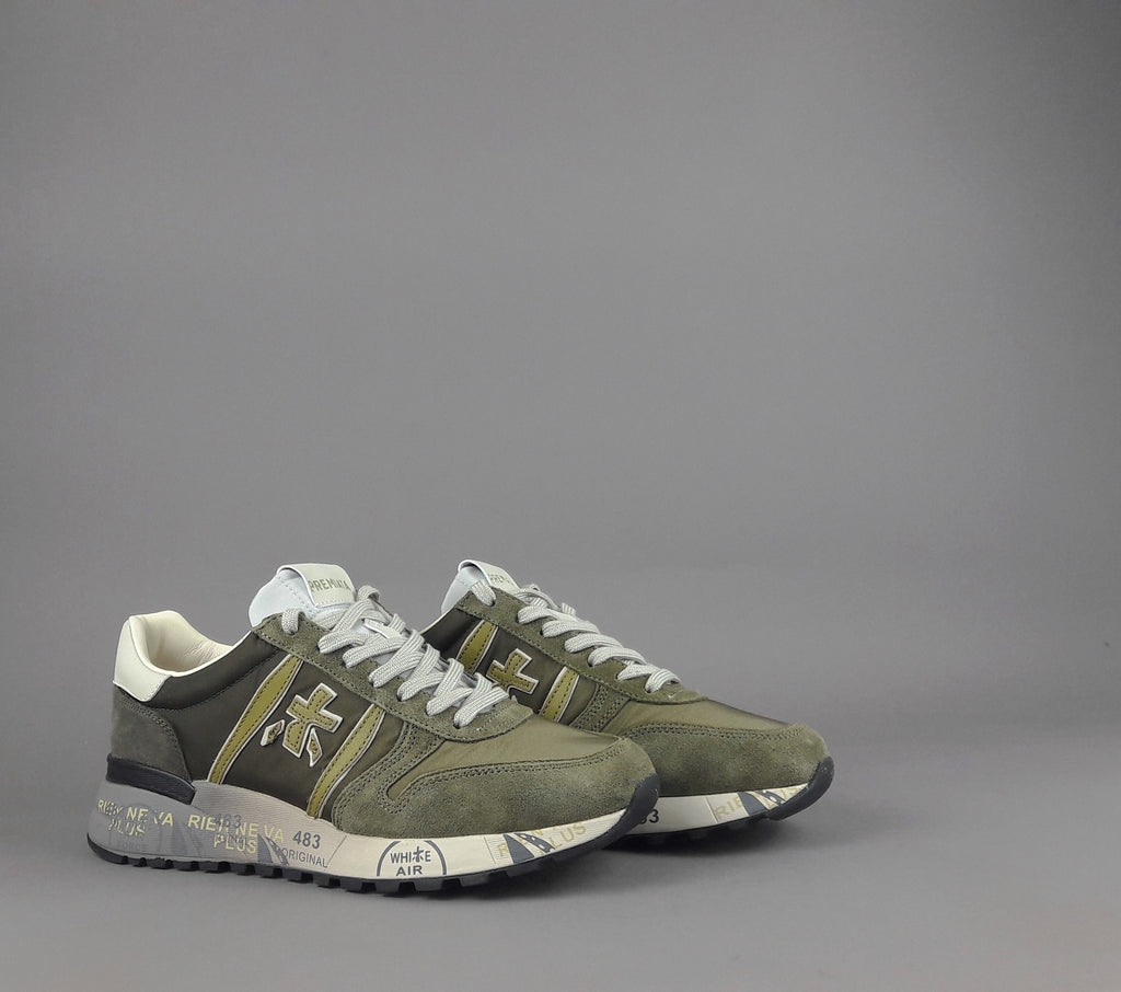 Premiata Sneakers Uomo Lander Camoscio Tela Verde Militare