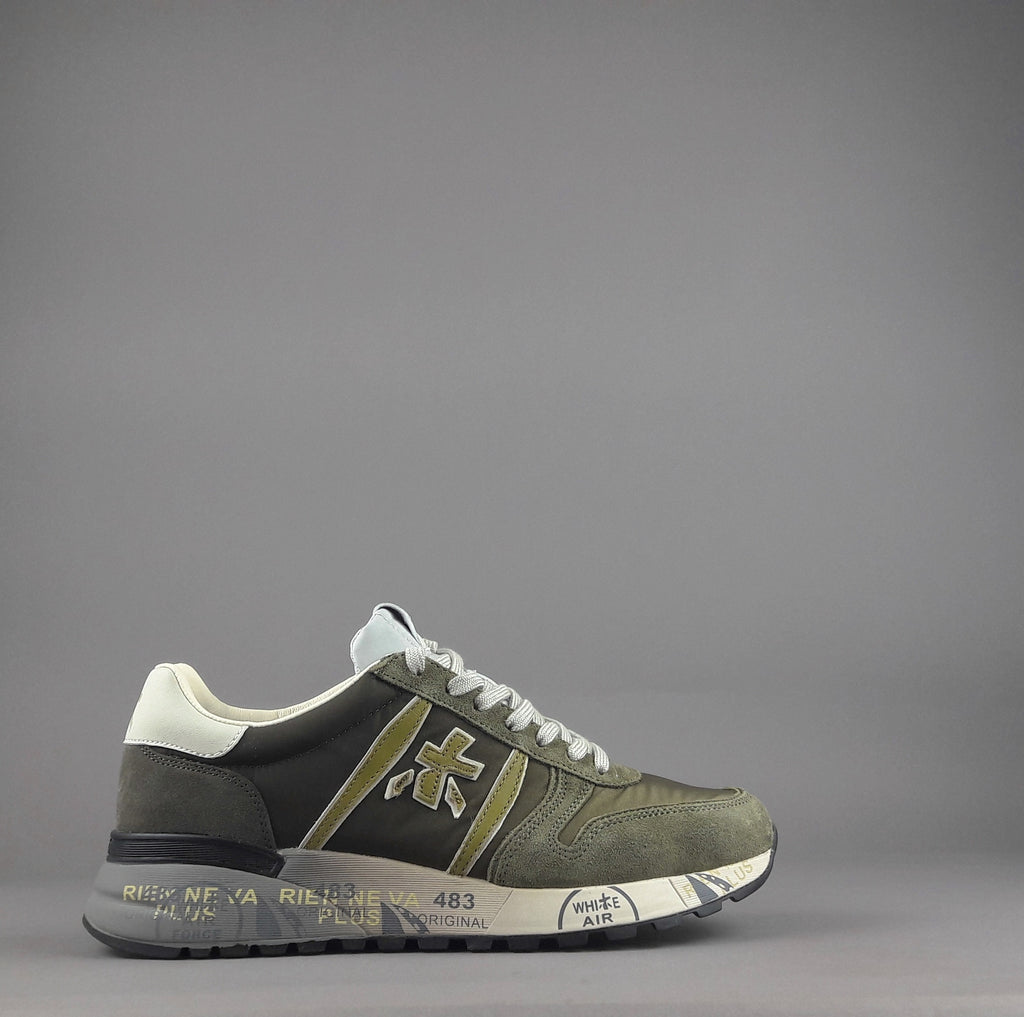 Premiata Sneakers Uomo Lander Camoscio Tela Verde Militare