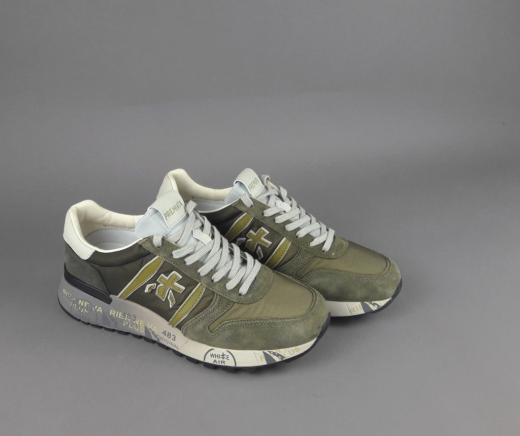 Premiata Sneakers Uomo Lander Camoscio Tela Verde Militare