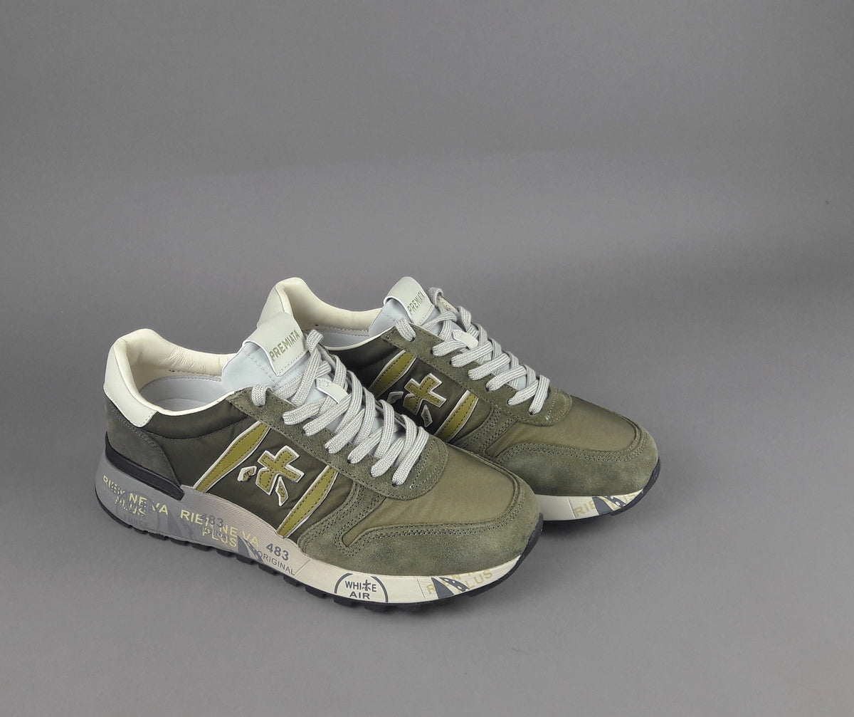 Premiata Sneakers Uomo Lander Camoscio Tela Verde Militare