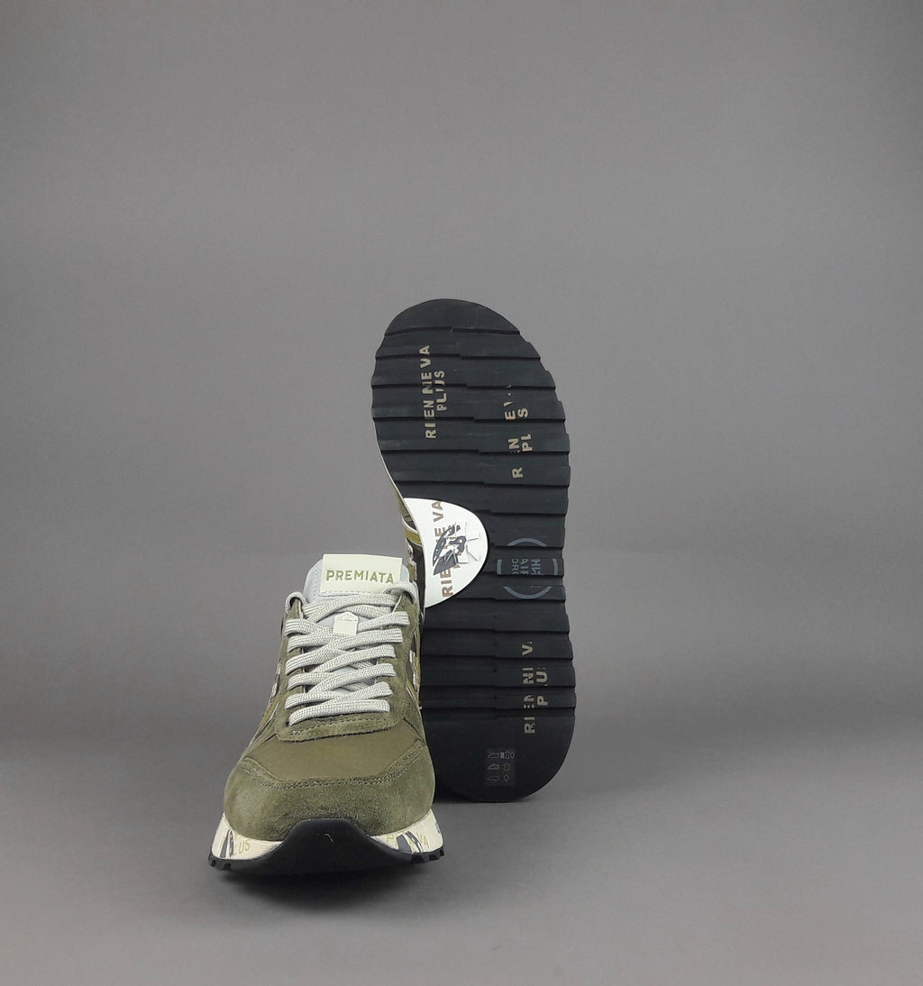 Premiata Sneakers Uomo Lander Camoscio Tela Verde Militare