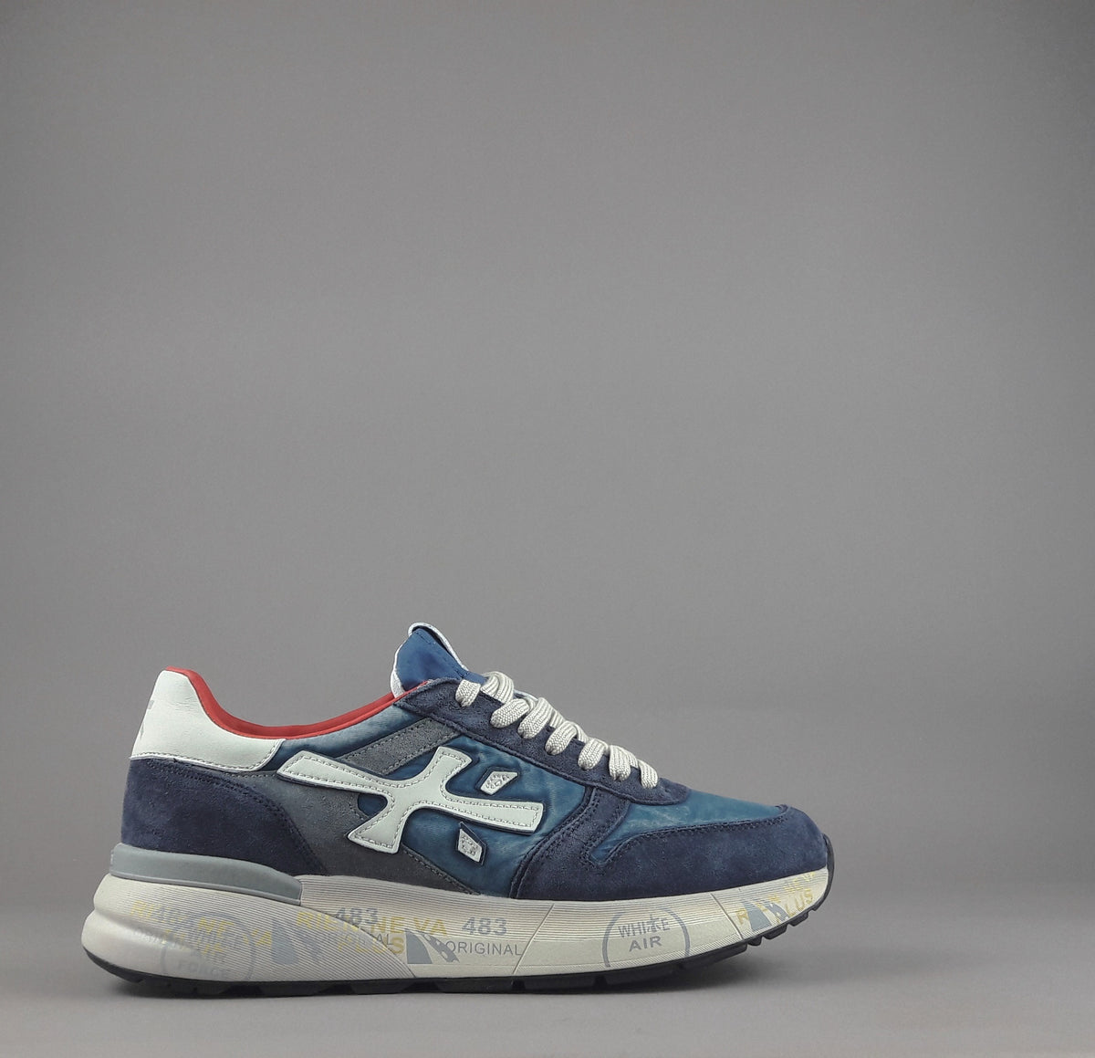 Premiata Sneakers Uomo Mick Camoscio E Tela Blu