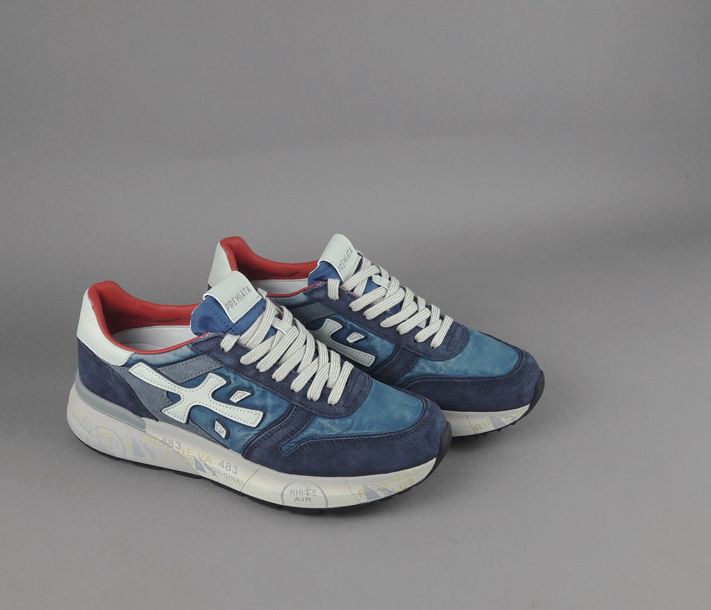 Premiata Sneakers Uomo Mick Camoscio E Tela Blu