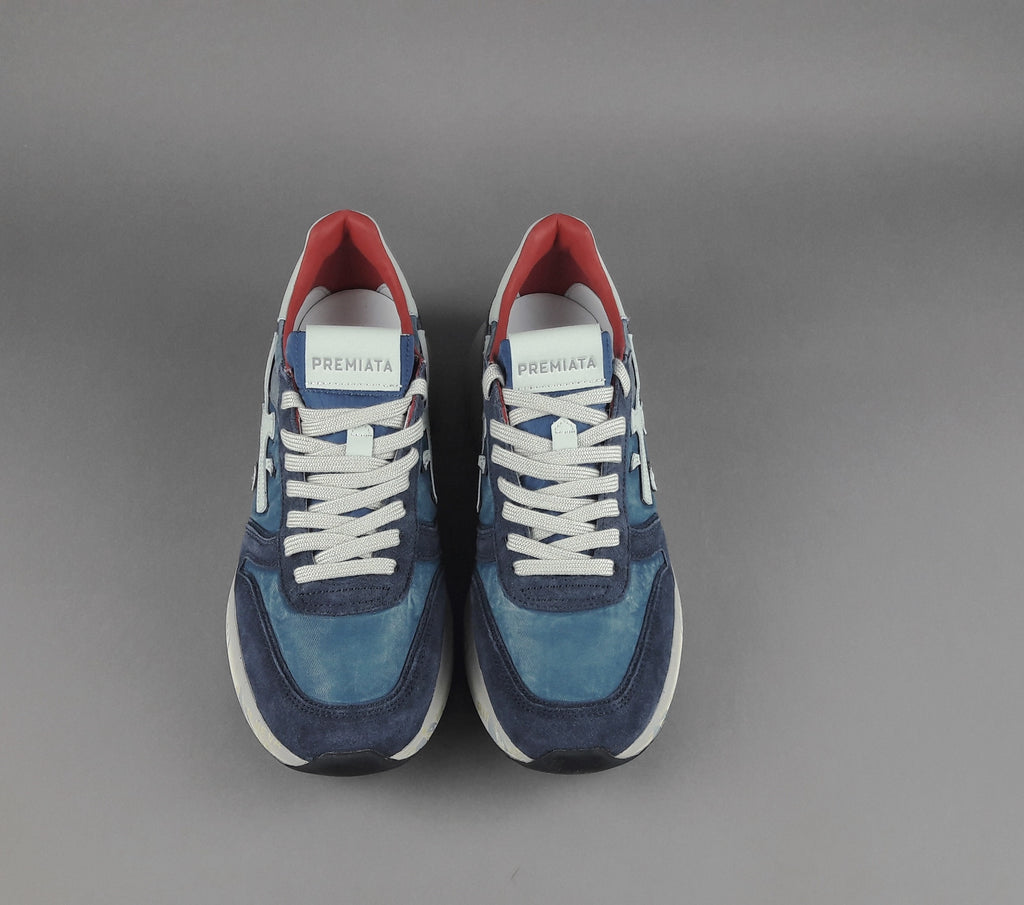 Premiata Sneakers Uomo Mick Camoscio E Tela Blu