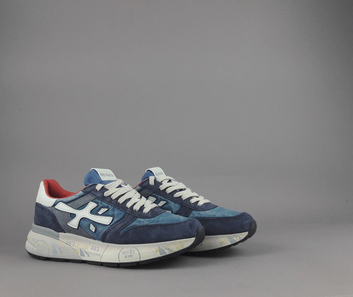 Premiata Sneakers Uomo Mick Camoscio E Tela Blu