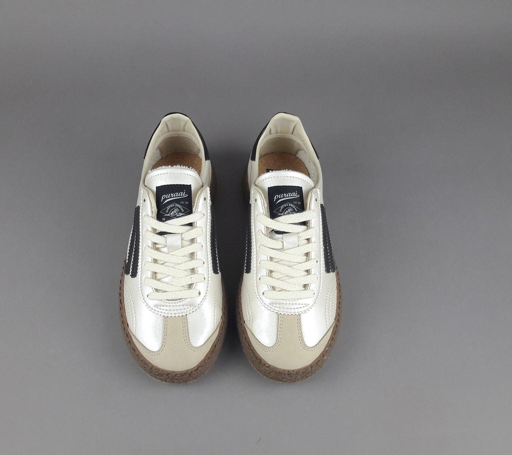Puraai Sneakers Donna Pelle Vegan Mastice Perlato