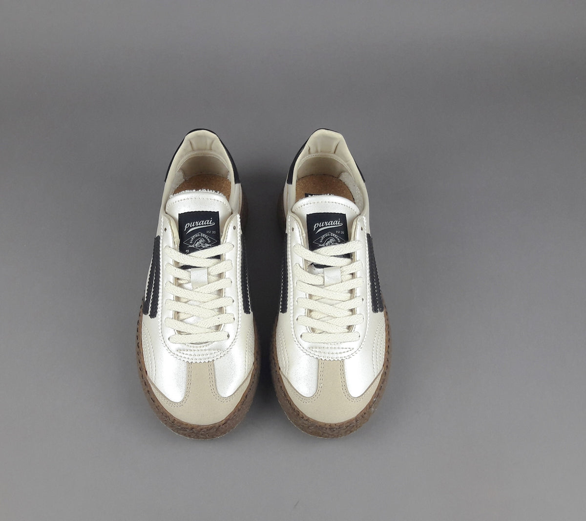 Puraai Sneakers Donna Pelle Vegan Mastice Perlato